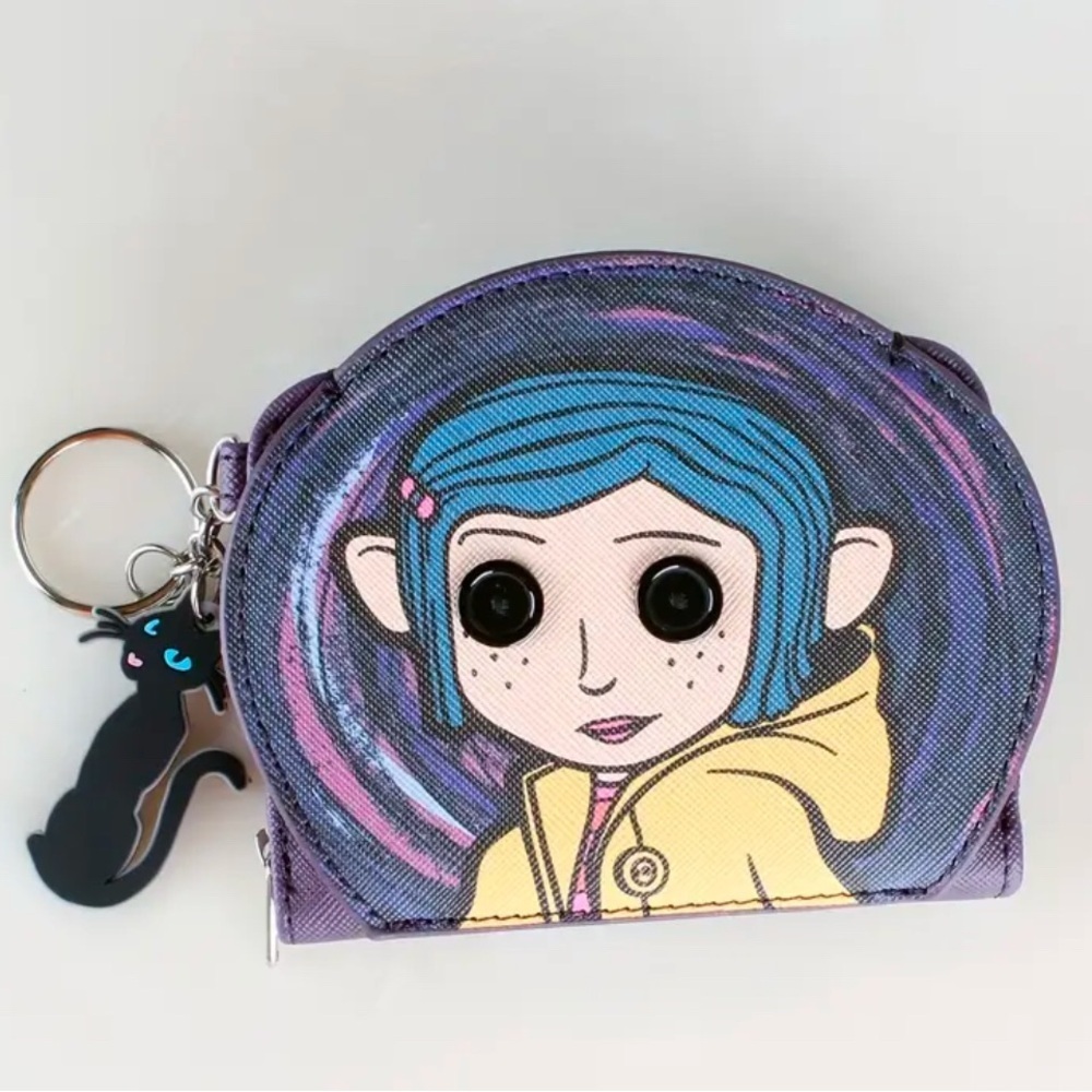 NIP- 3D Coraline Doll Vegan Leather Zippered Wallet